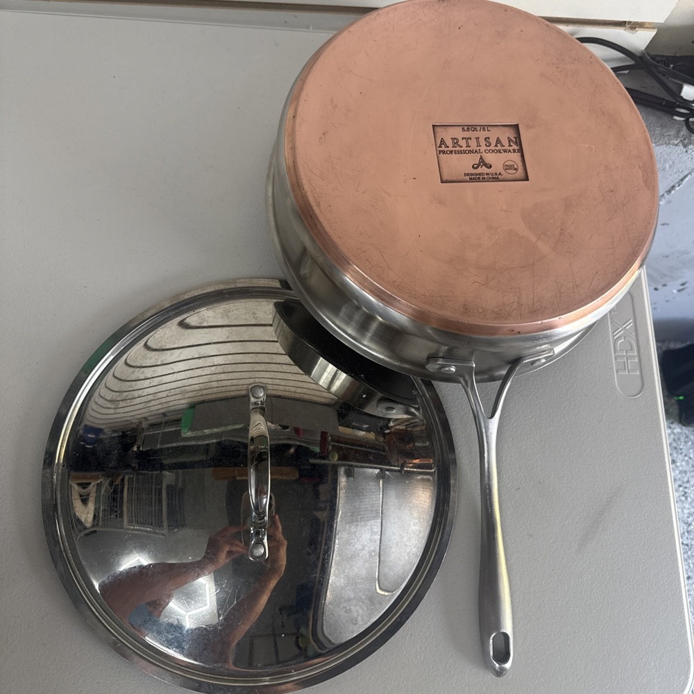 Artisan Professional Cookware Copper Bottom Stainless Steel Skillet Pan 12 Inch